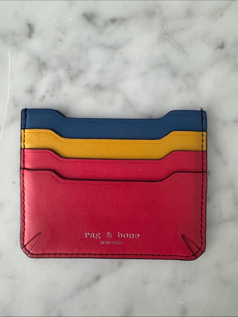 rag & bone Red, Yellow & Blue Colorblock Leather Card Holder